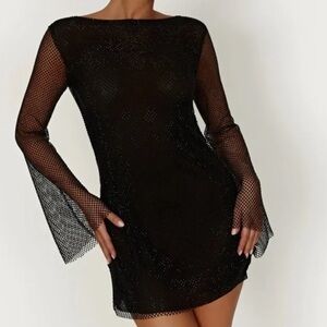 Meshki Samira Mesh Dress in Black (M)
